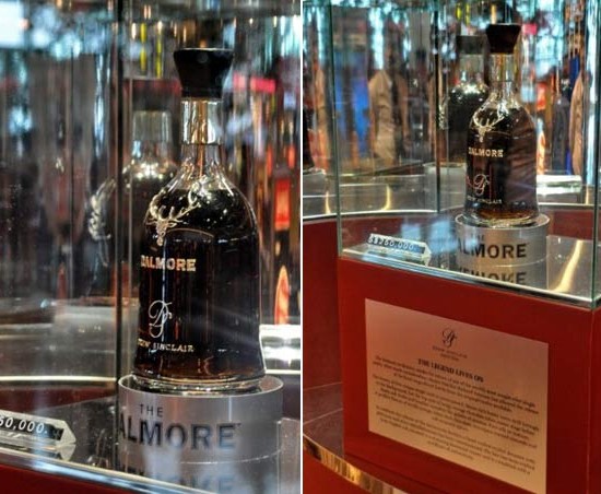 Um empresário chinês pagou US$ 200 mil (R$ 408 mil) por uma garrafa de uísque escocês Dalmore 62. Apenas 12 unidades haviam sido produzidas.